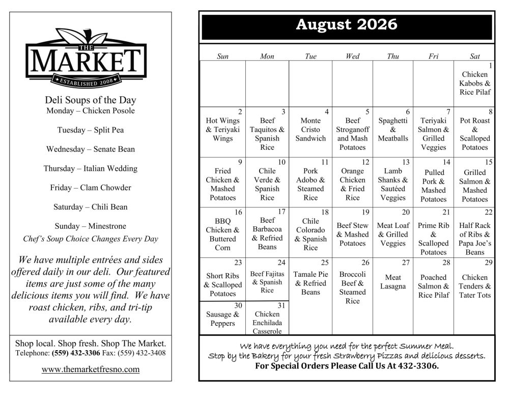 Deli Hot Menu August 2026 The Market Deli Hot Menu May 2024